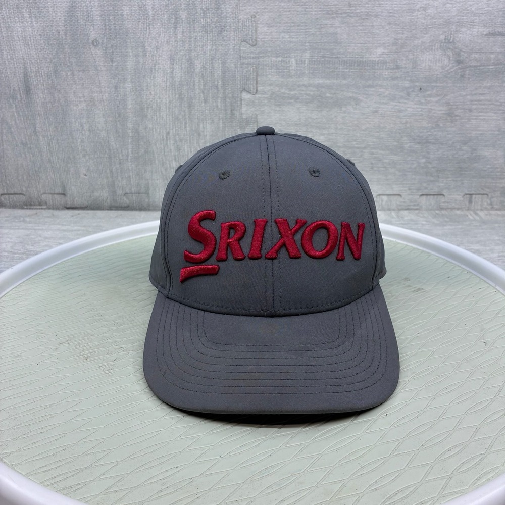 Srixon Golf Hat Mens Gray Red Embroidered Adjustable Strapback Performance